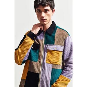 Urban outfitters UO Ryder Blocked Corduroy Zip Shirt jacket patchwork size MED